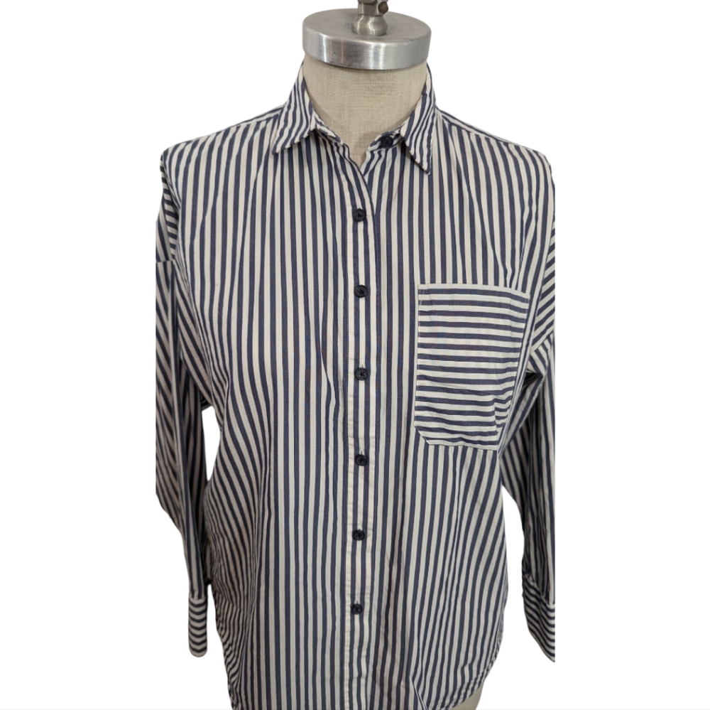 ATM Anthony Thomas Melillo Railroad Stripe Boyfriend Shirt Size XS - Picture 2 of 11